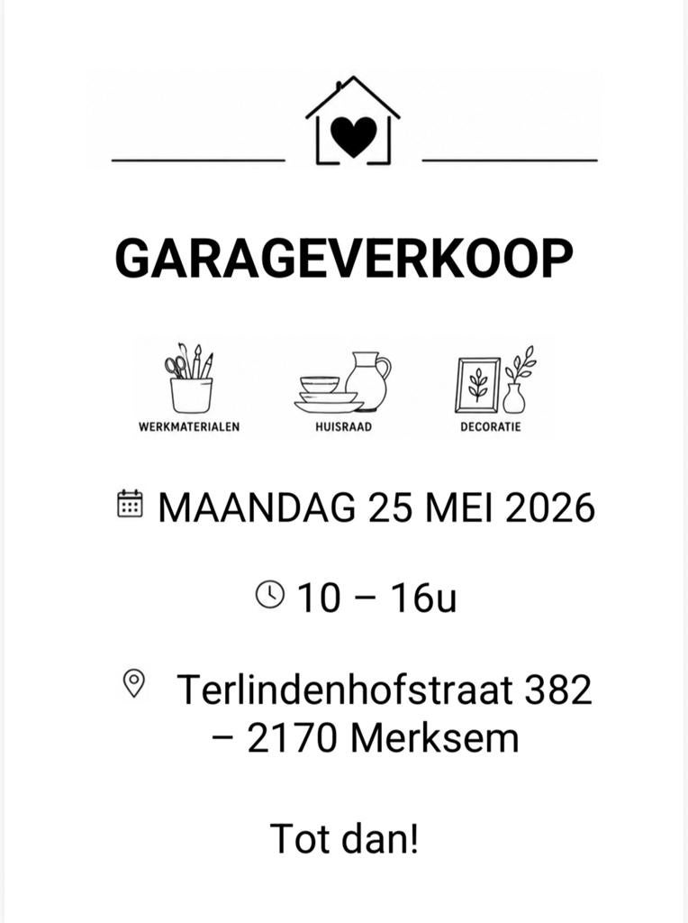 GARAGEVERKOOP 25/5, Diversen, Ophalen