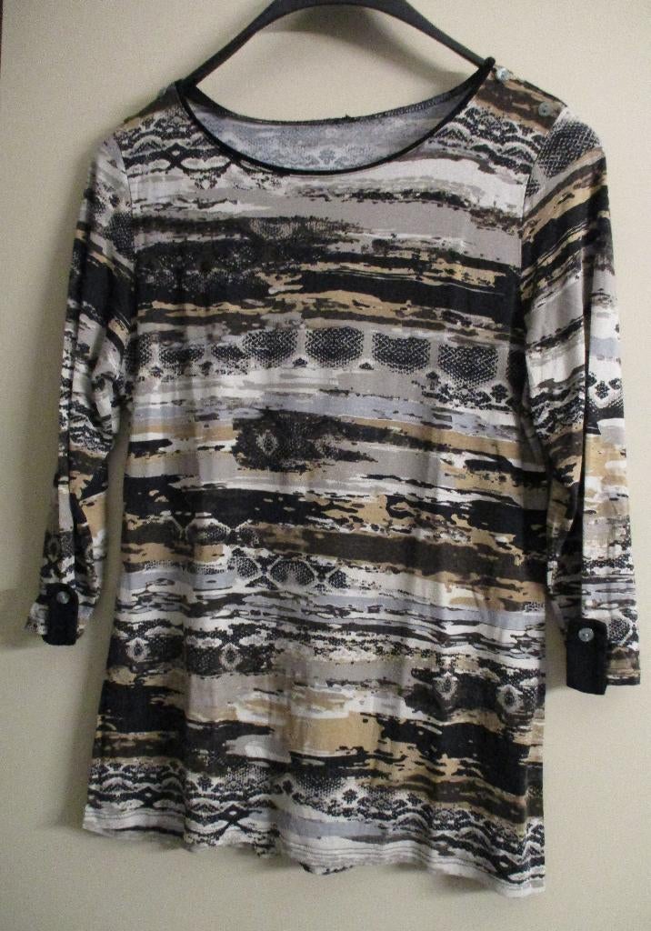 Bruin gevlamde blouse / shirt maat 42 - 44, Ophalen of Verzenden, Zo goed als nieuw, Maat 42/44 (L), Bruin