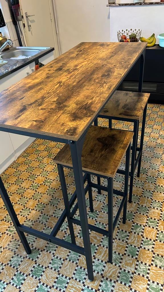 Set de table de bar avec 2 tabourets, Maison & Meubles, Tables | Tables mange-debout, Enlèvement, Comme neuf