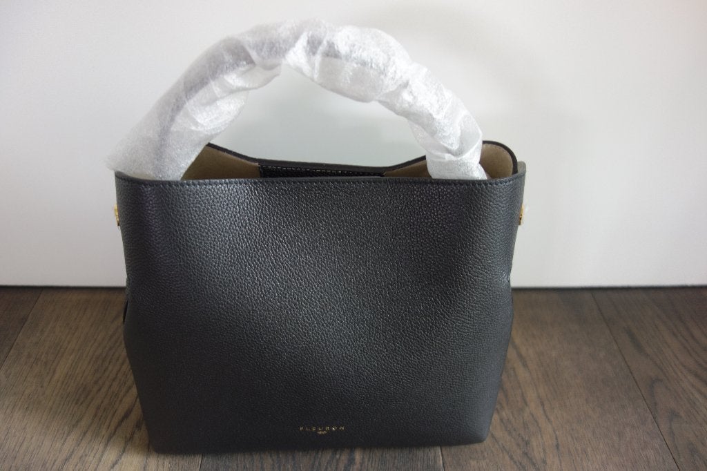 Sac "Swann" cuir grainé noir "FLEURON PARIS", Envoi, Neuf, Noir