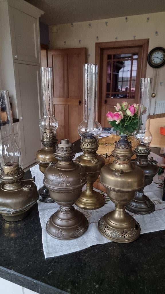 koperen petroleumlampen, Antiek en Kunst, Ophalen, Koper
