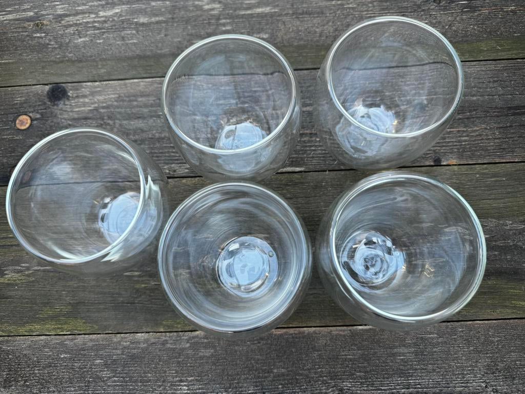 Dubbelwandige koffie / theekoppen 5 stuks inhoud ca 300 ml, Ophalen of Verzenden, Zo goed als nieuw