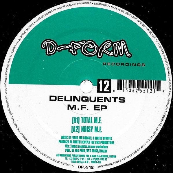 Delinquents - M.F. EP, 12 pouces, House, Enlèvement ou Envoi, Utilisé