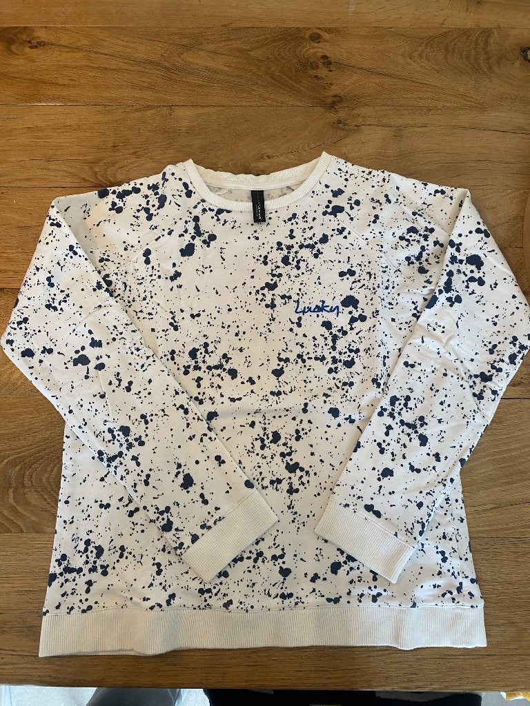 Sweater wit met blauw Little 10 days Amsterdam, Gebruikt, Jongen of Meisje, Trui of Vest, Ophalen of Verzenden