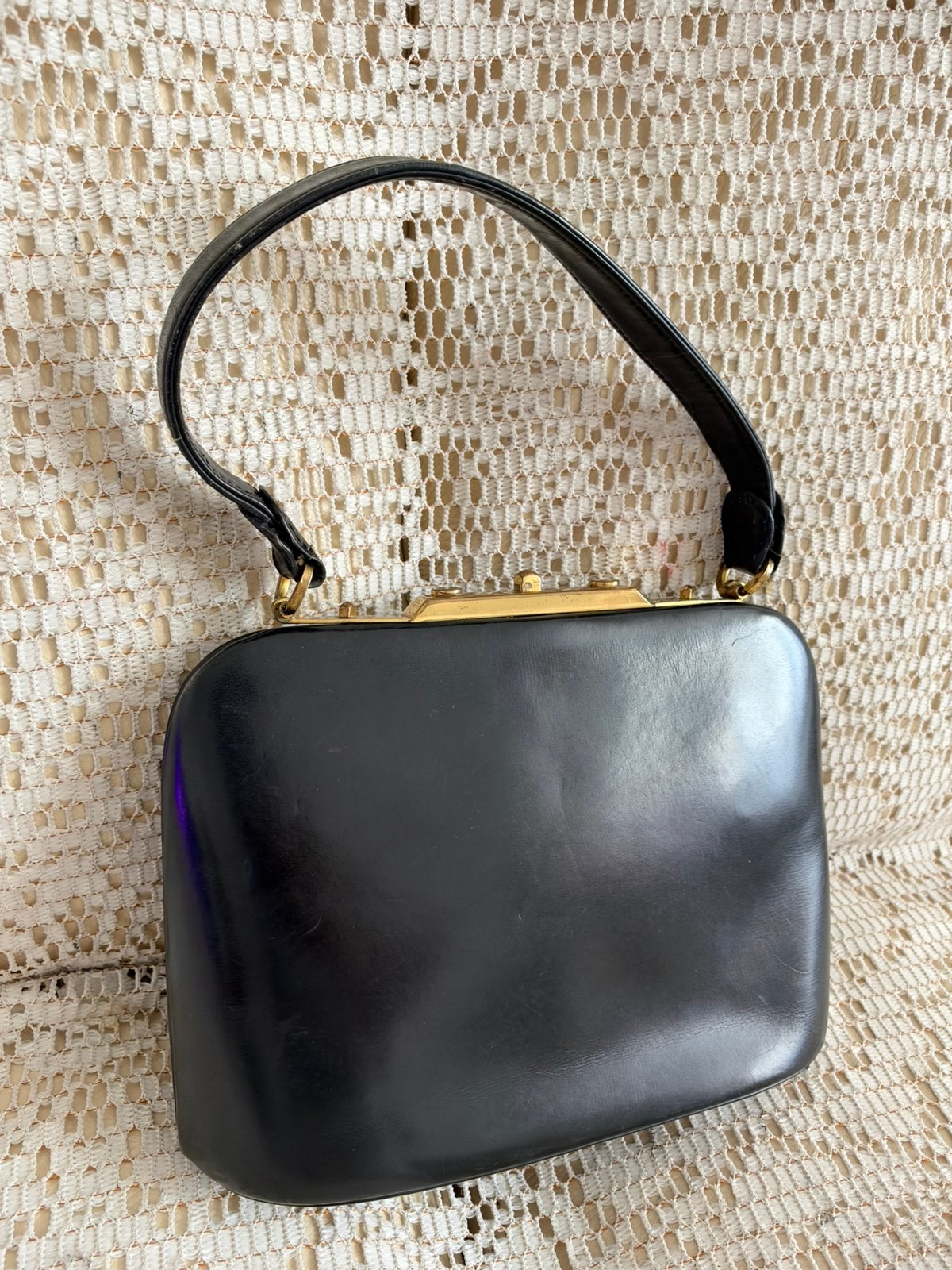 Sac DELVAUX vintage cuir noir, Enlèvement ou Envoi, Comme neuf, Noir
