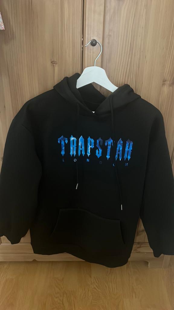 Zwarte Trapstar London Hoodie – Blauw IJseffect Logo, Enlèvement, Neuf, Taille 36 (S), Noir