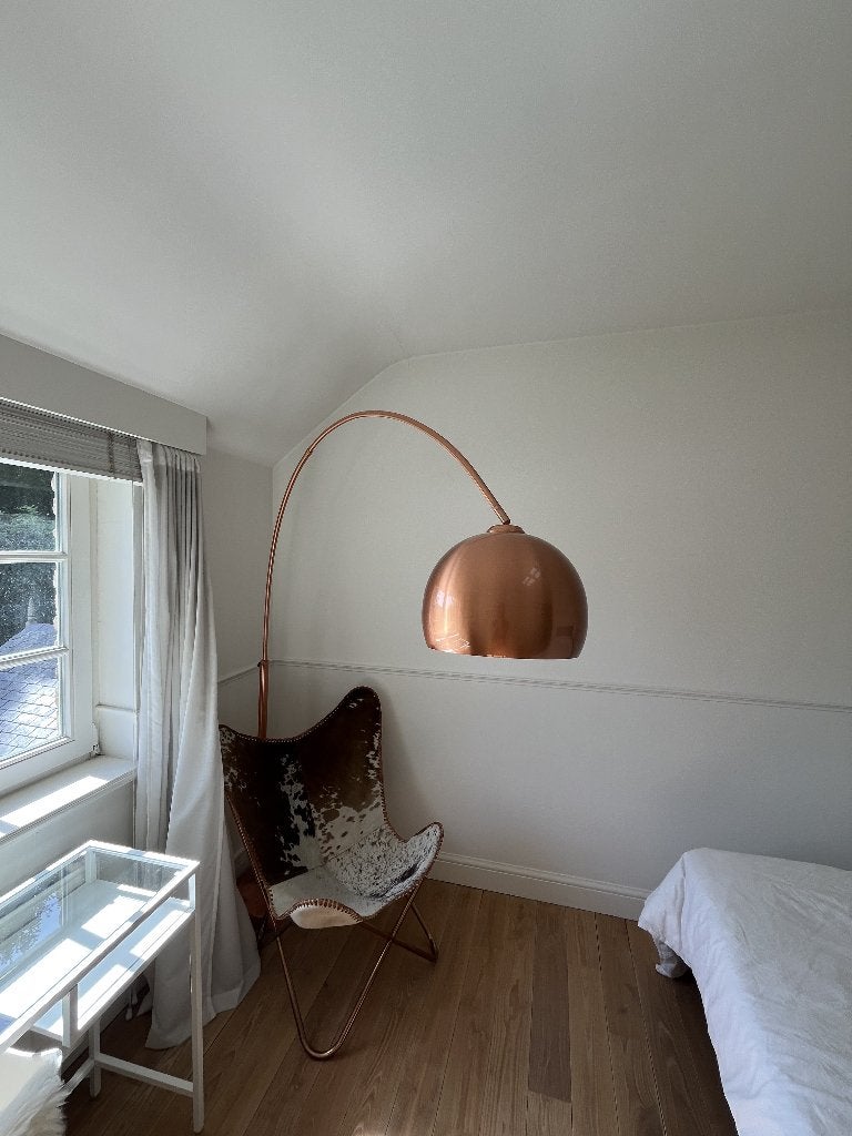 Leuke rosé gouden overhangende lamp, Ophalen, Gebruikt, Metaal, 150 tot 200 cm