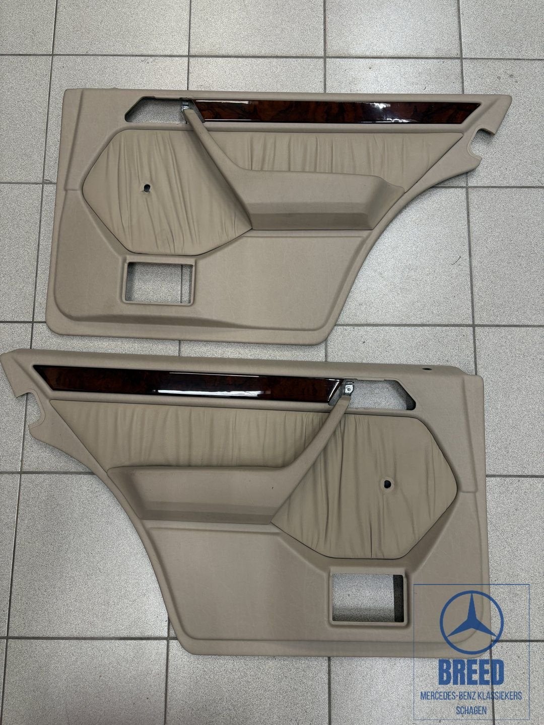 Deurpaneel L+R achter leder crème voor Mercedes-Benz W124, Gebruikt, -, Ophalen of Verzenden, -