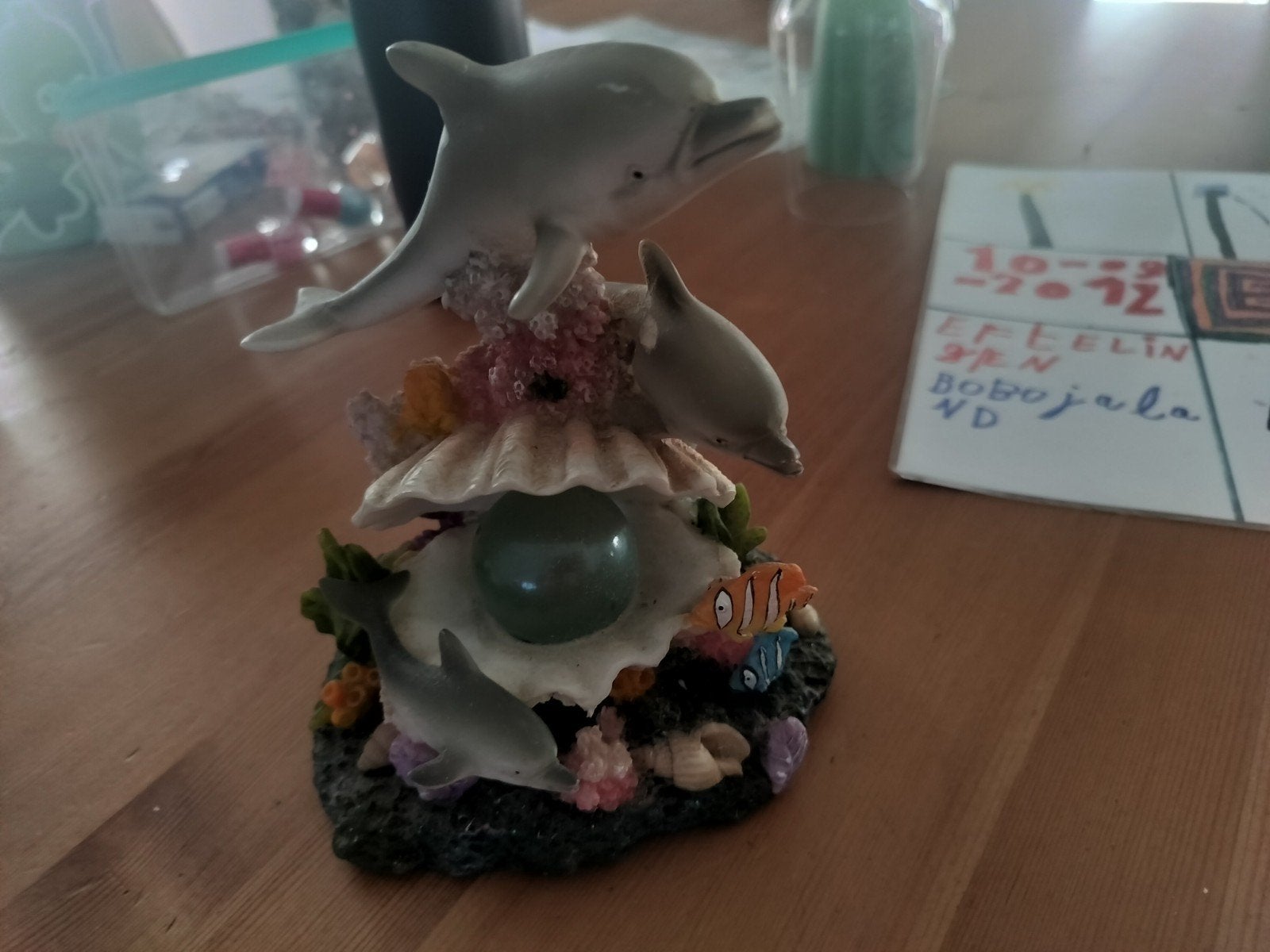 Mooi dolfijnen beeldje met koraalrif en schelp, Verzamelen, Ophalen