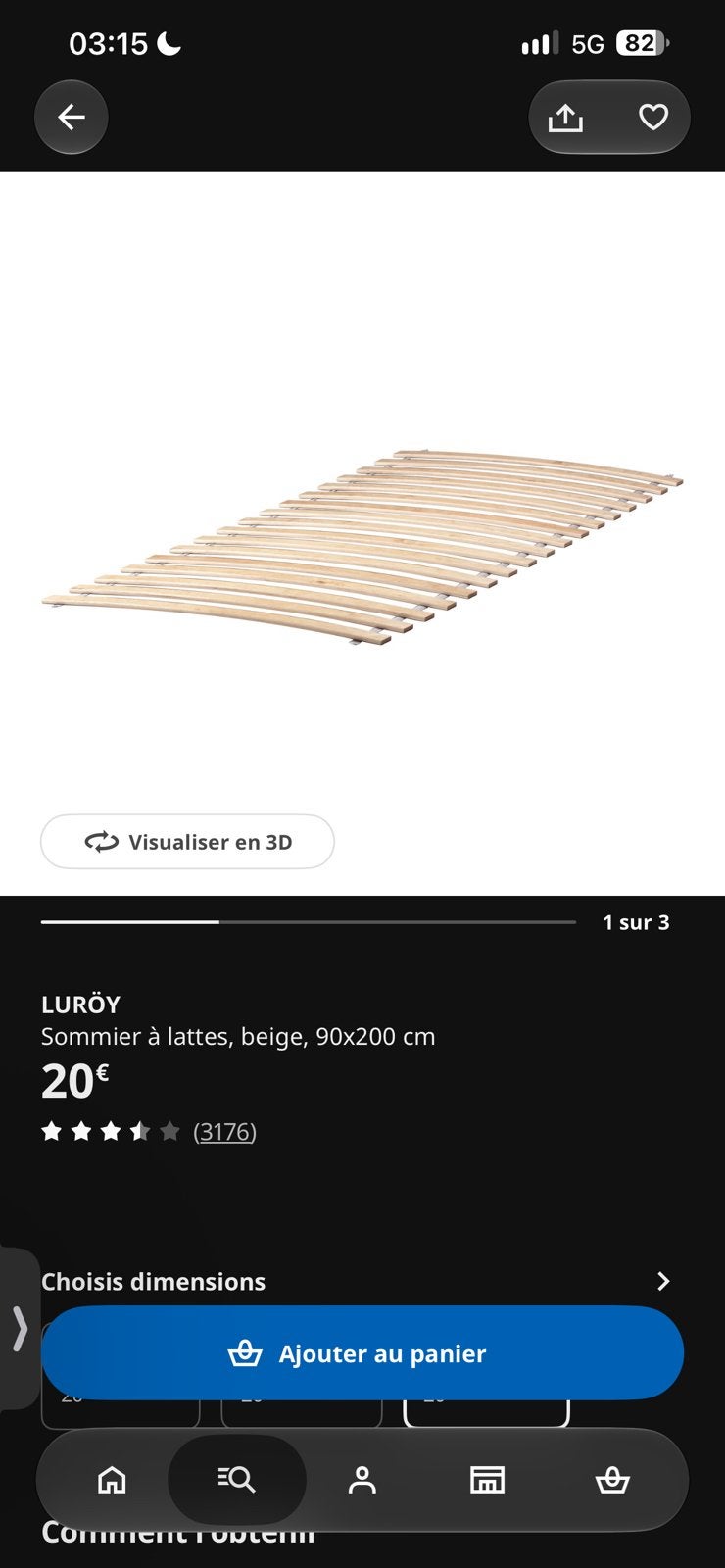 2x Sommier à latte 90x200 IKEA LUROY, Enlèvement, Comme neuf, Sommier