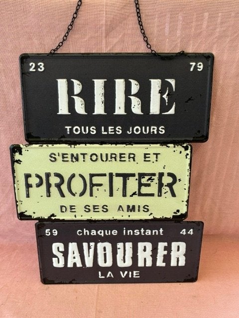 Metalen plakkaat Rire tous les jours., Ophalen of Verzenden