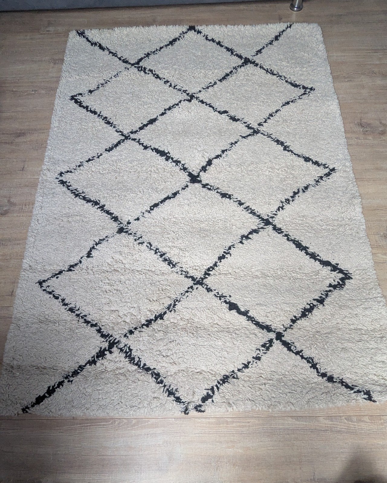 Mooi hoogpolig vloerkleed (Berber / Scandi stijl), Ophalen, Zwart