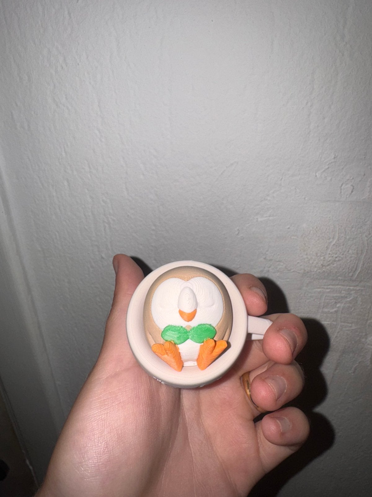 Rowlet in koffiekopje – 3D-geprint figuurtje, Ophalen of Verzenden, Zo goed als nieuw