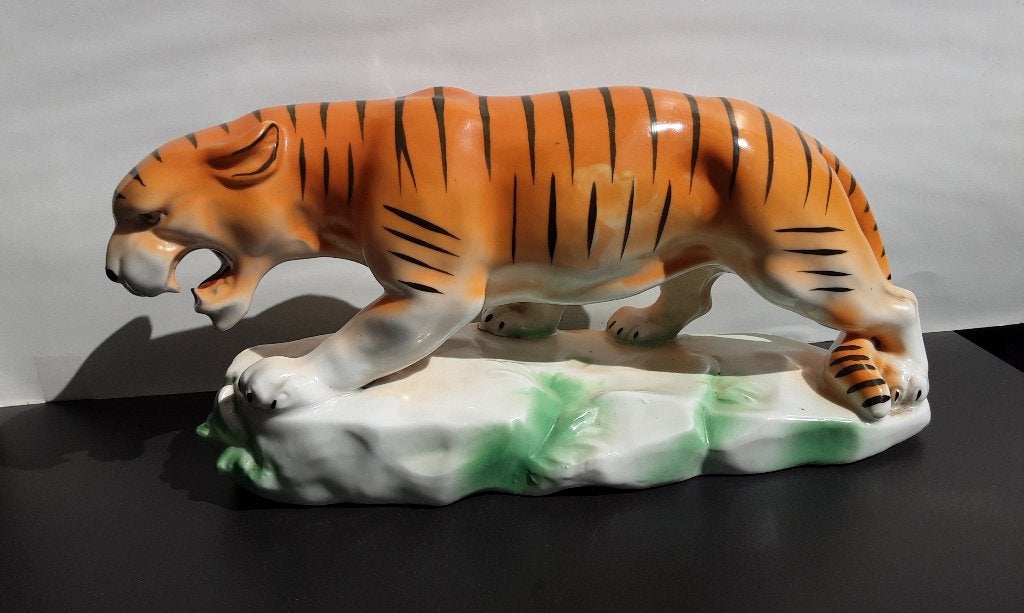 Statue de tigre du Bengale, état neuf, 1980, laquée, Enlèvement ou Envoi, Comme neuf, Animal