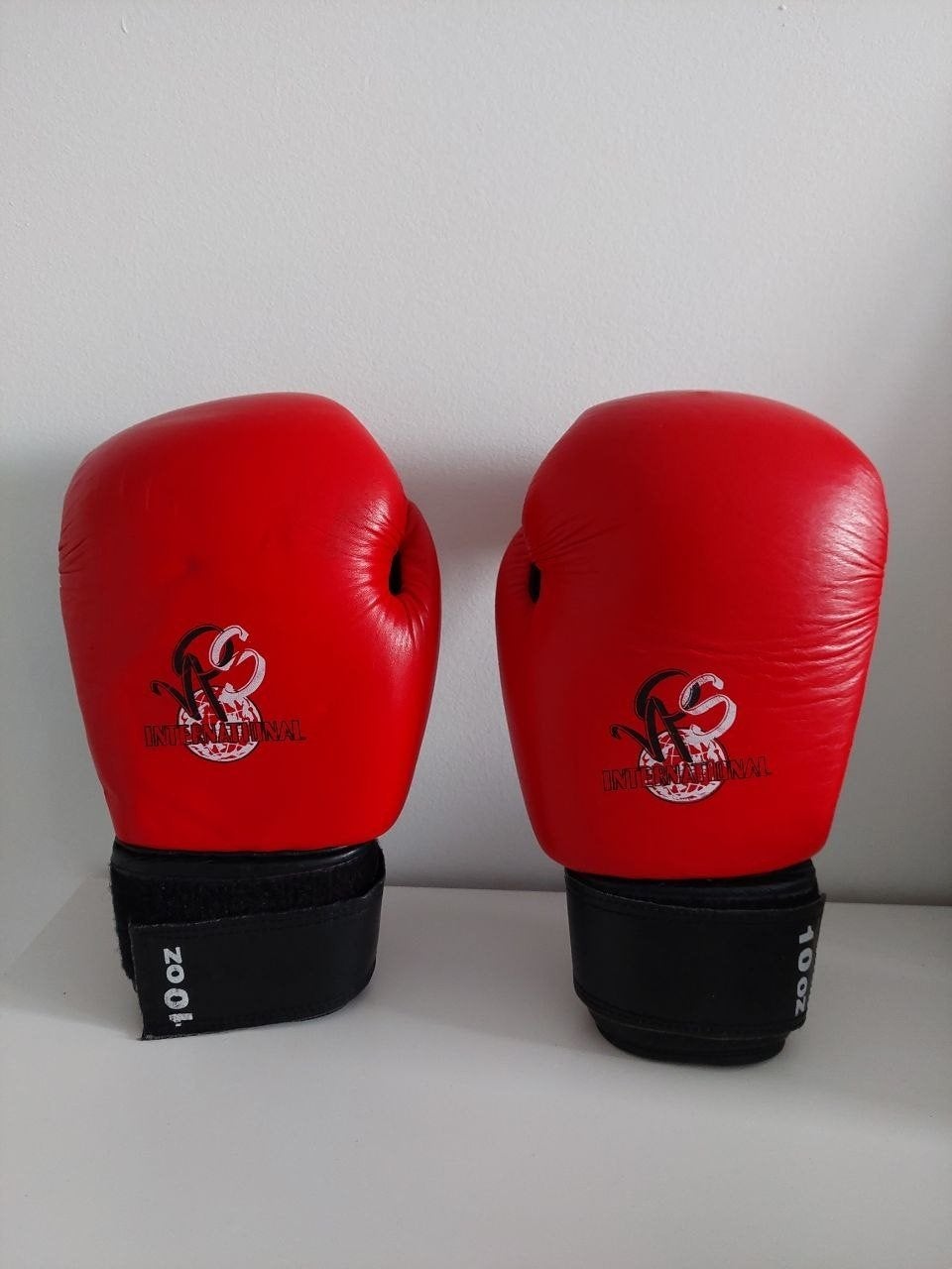 Leren bokshandschoenen 10 oz | rood/zwart, Maat XL, Ophalen, Gebruikt, Vechtsportbescherming