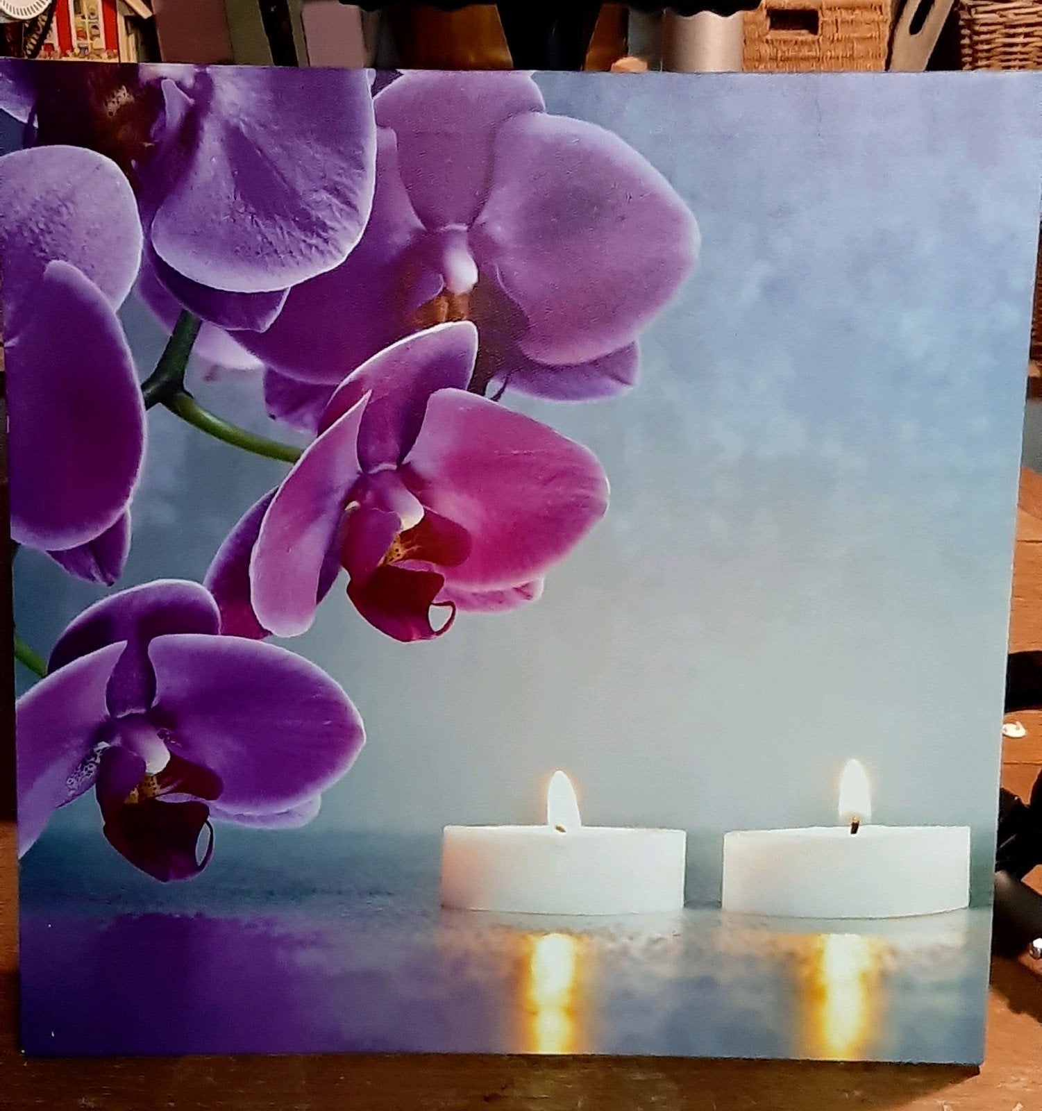 Canvas met lampjes, Antiek en Kunst, Ophalen, Kunststof, Bloemen