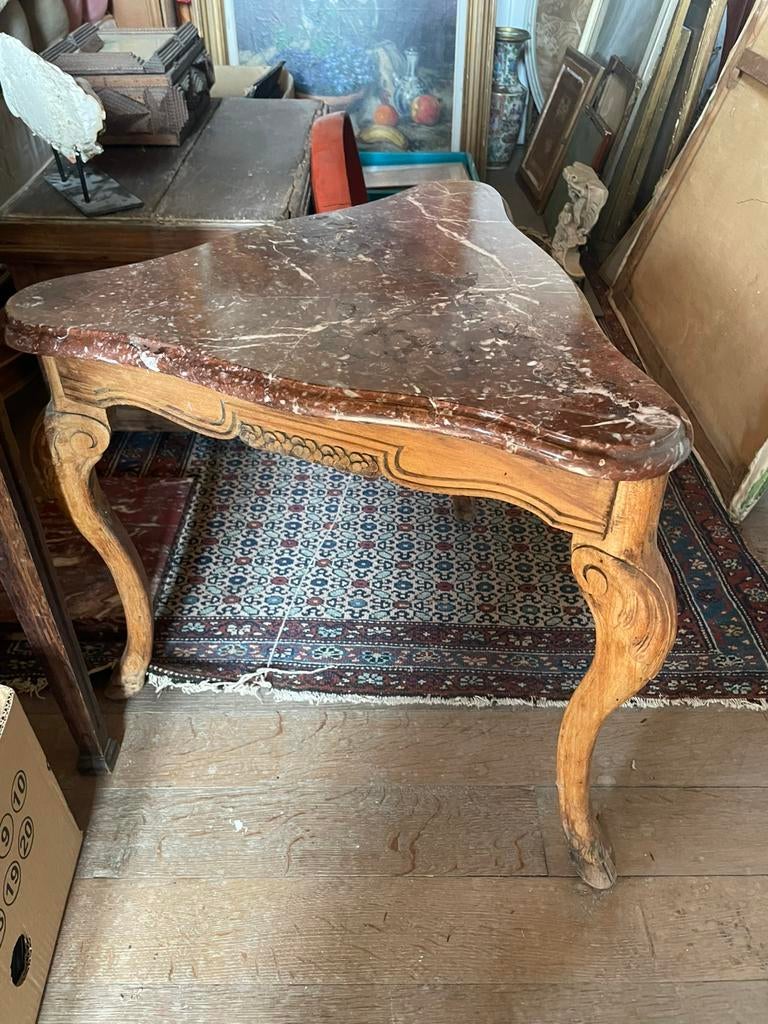 Petite table tripide avec marbre - suite sucession, Antiquités & Art, Antiquités | Meubles | Tables, Enlèvement ou Envoi