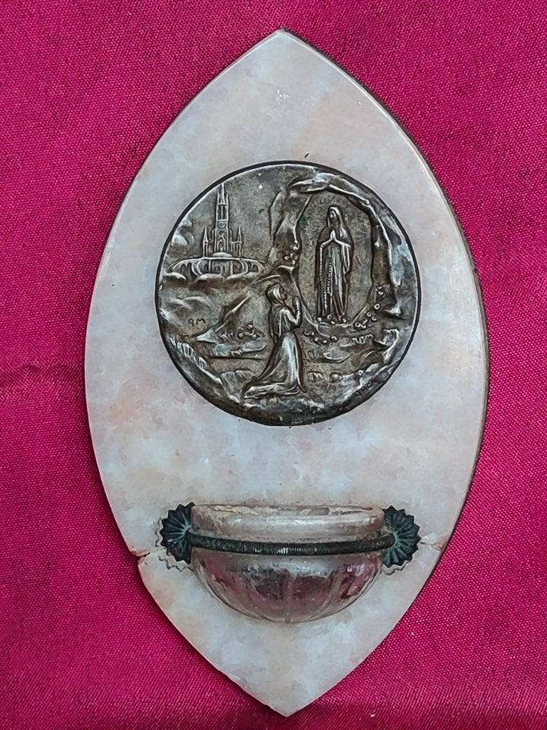 Ancien bénitier en marbre notre dame de lourdes ( n29), Antiquités & Art, Enlèvement