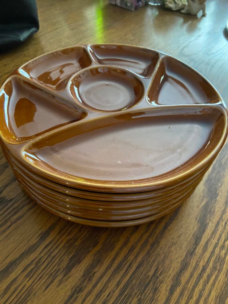 6 fondueborden, Ophalen, Zo goed als nieuw, Bord(en)
