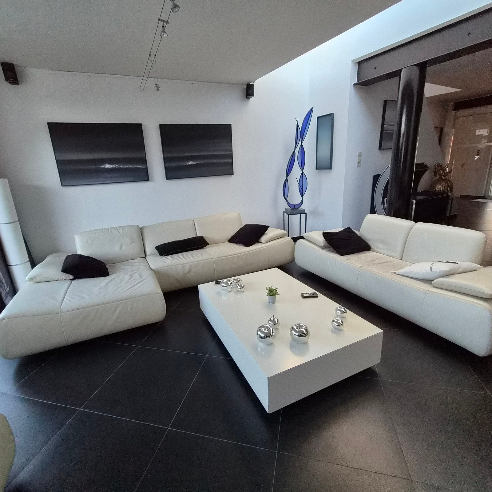 lederen salon., Maison & Meubles, Enlèvement, Utilisé, Cuir, Moderne hedendaags