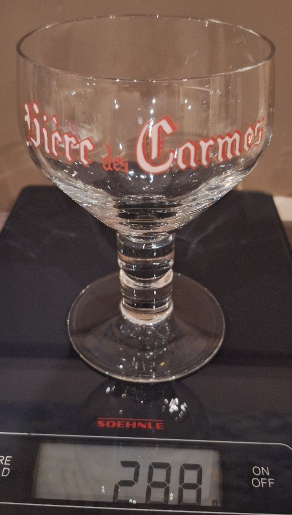 Bière des Carmes Liège, 2 verres à bière de type Orval., Enlèvement ou Envoi, Utilisé, Verre ou Verres