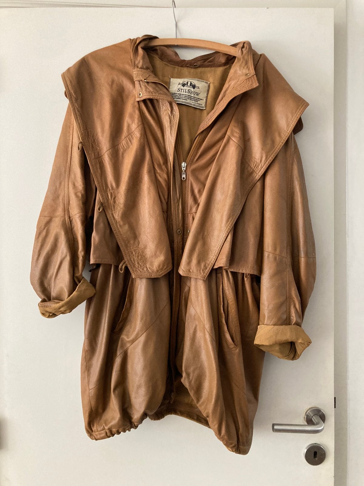 Leren damesvest met capuchon maat 42, Ophalen of Verzenden, Gedragen, Maat 42/44 (L), Bruin