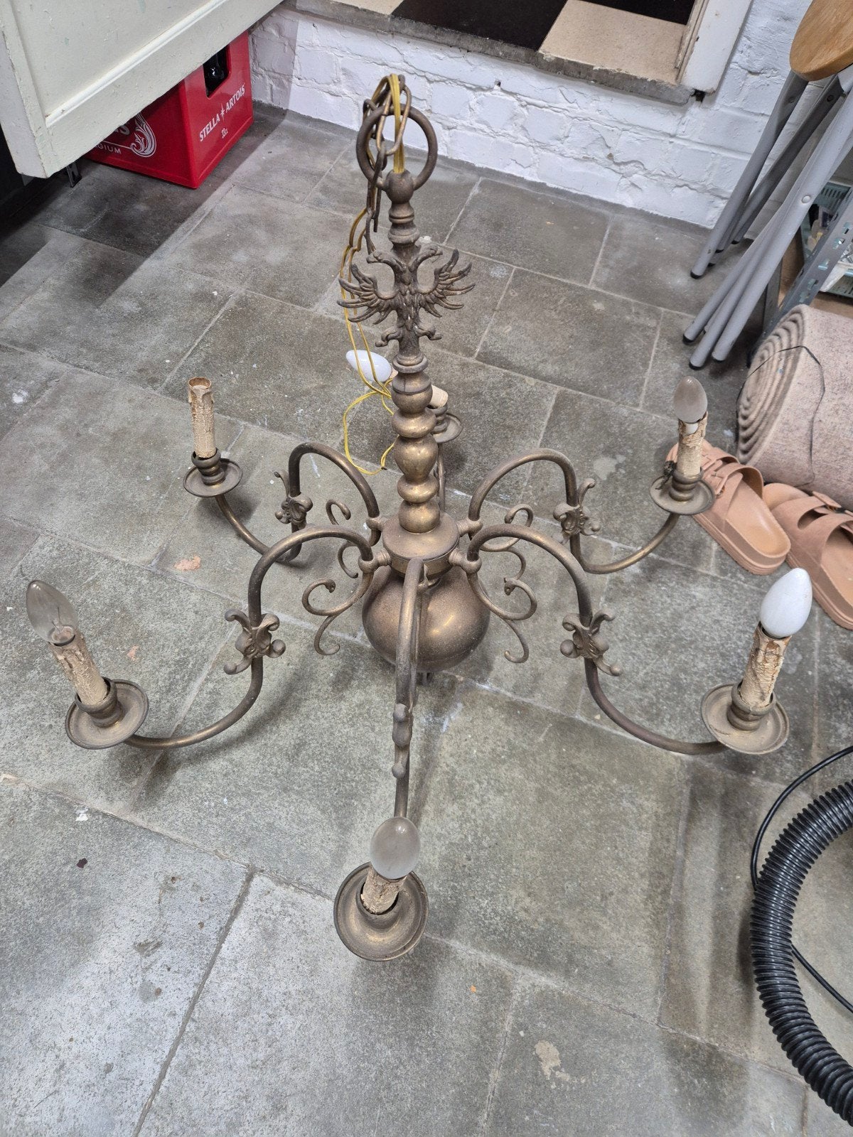 oude vintage hanglamp, Ophalen