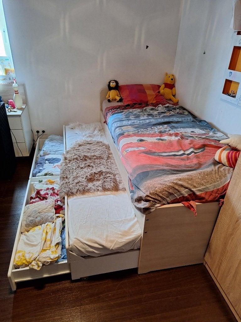 slakt bed ikea met extra bed en opslagruimte, Ophalen, Gebruikt, 85 tot 100 cm