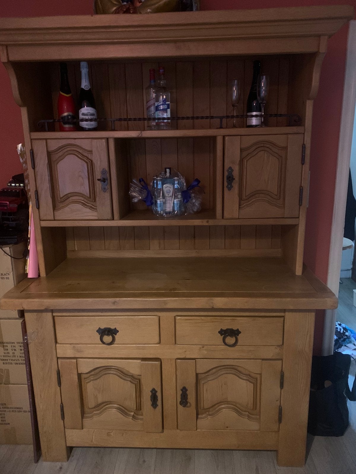 Vol eiken buffet kast, Huis en Inrichting, Kasten | Buffetkasten, Ophalen, Gebruikt, 200 cm of meer, Eikenhout