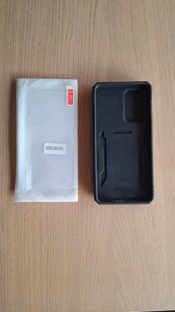 Samsung A53 hoesje met kickstand en beschermglas, Enlèvement ou Envoi, Comme neuf, Autres modèles, Housse ou Sac