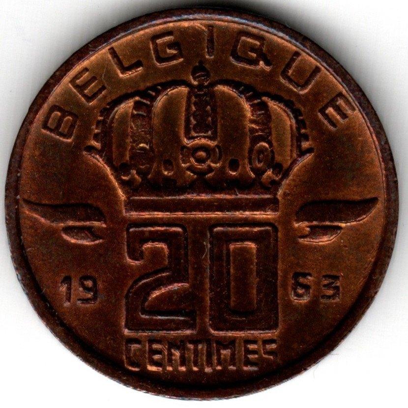 België : 20 Centimes 1963 FR  Morin 733  Ref 16478, Postzegels en Munten, Munten | België, Ophalen of Verzenden, Brons, Losse munt