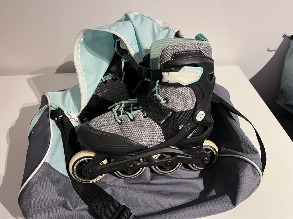 Rolschaatsen maat 37, incl bescherming en draagtas, Sport en Fitness, Gebruikt, Kinderen, Inline skates 4 wielen, Ophalen