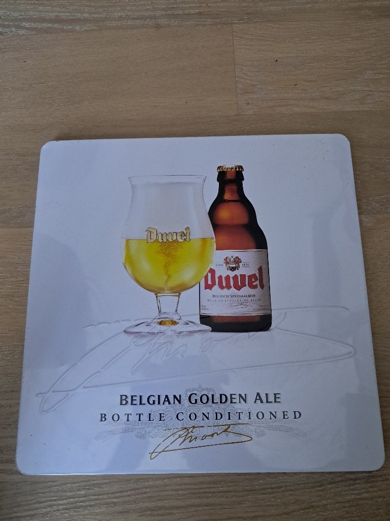 Reclamebord duvel  (blik), Ophalen of Verzenden, Gebruikt, Reclamebord