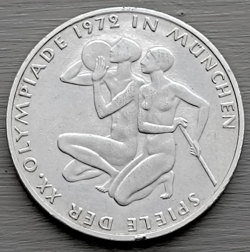 munt Duitsland 10 mark 1972 zilver 0,625: Olympisch  Atleten, Postzegels en Munten, Ophalen of Verzenden, Duitsland, Zilver