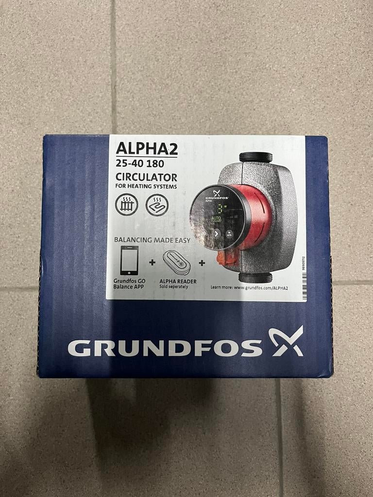 Grundfos Alpha2 25-40 180 circulatiepomp, Ophalen of Verzenden, Nieuw, Radiator