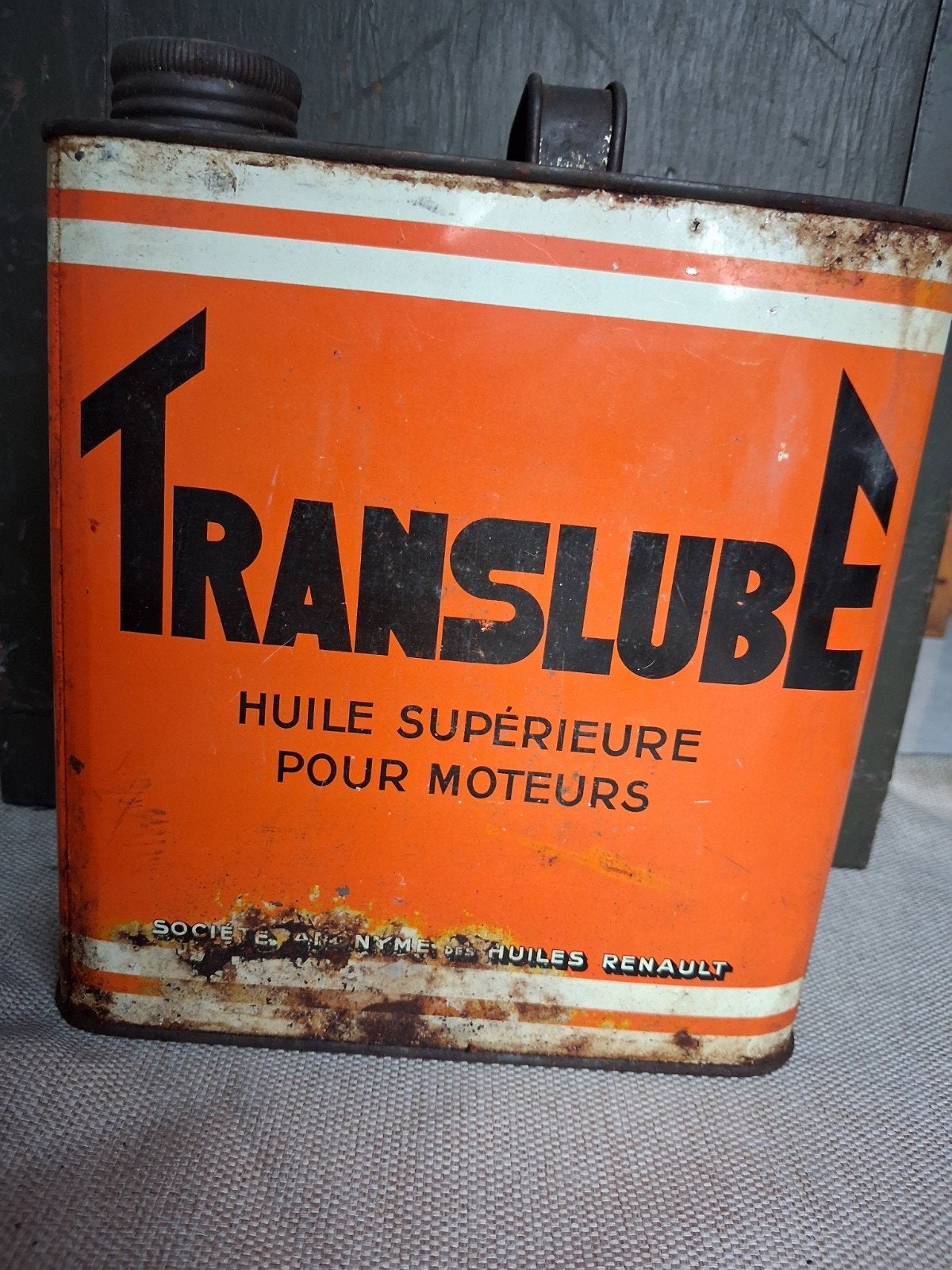 groot vintage olieblik Translube Renault, Verzamelen, Ophalen of Verzenden, Gebruikt