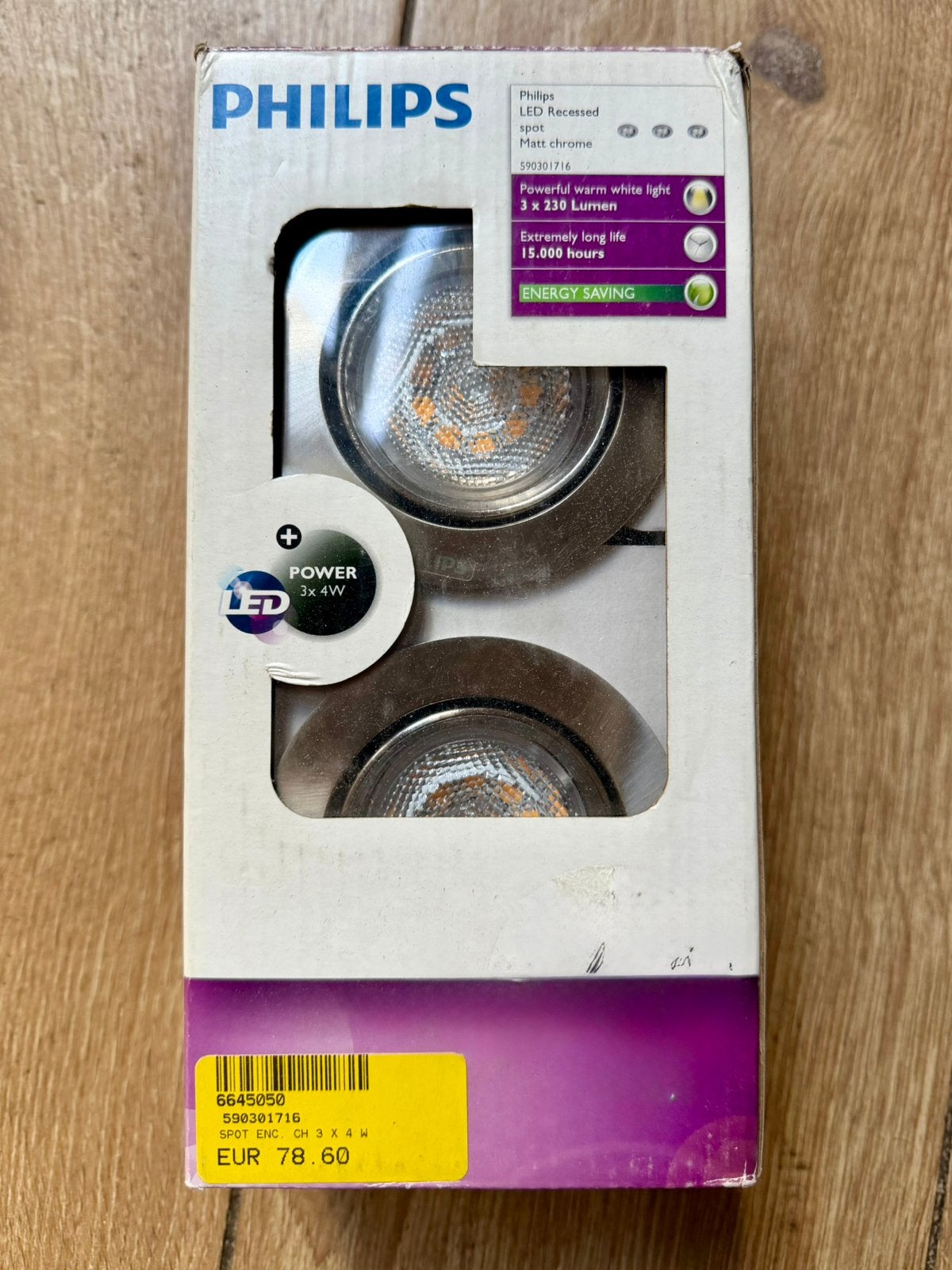 Kit 3 spots LED encastrables Philips INOX (NEUF), Enlèvement ou Envoi, Neuf, Spot encastrable