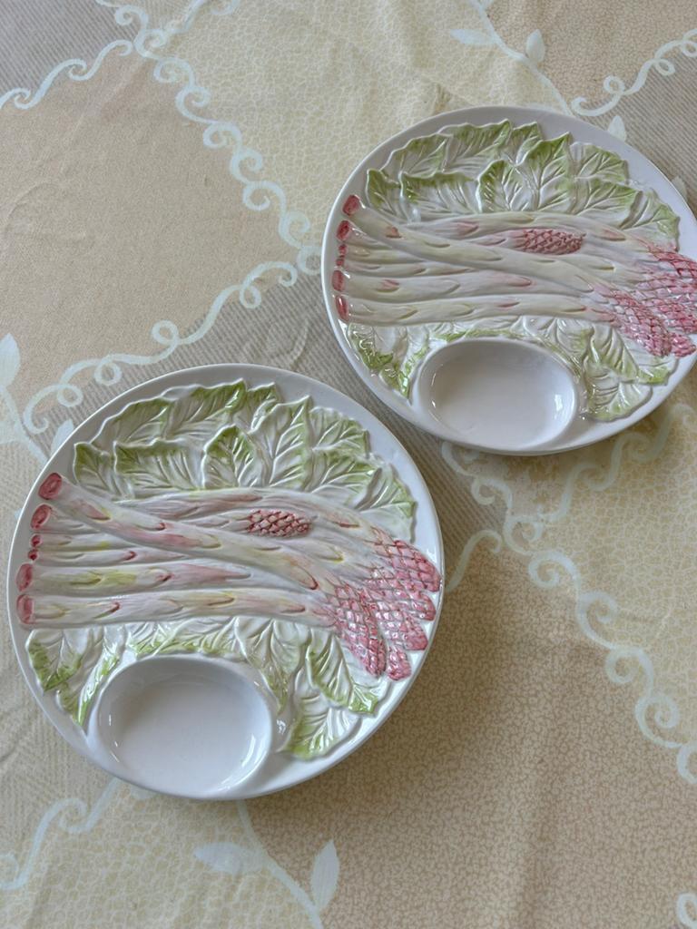 2 assiettes à asperges rondes à l'état neuf, Maison & Meubles, Enlèvement ou Envoi, Comme neuf