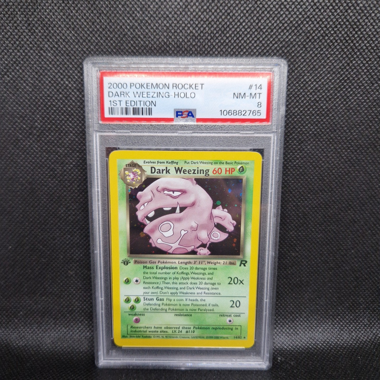 Dark Weezing Holo Rocket 1st Edition PSA 8, Ophalen of Verzenden