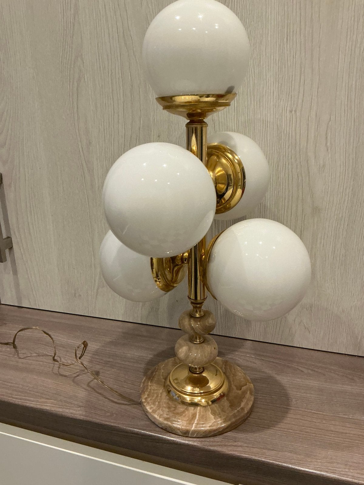 Vintage kastlamp marmer opaline 55 cm, Huis en Inrichting, Ophalen, Zo goed als nieuw, Vintage