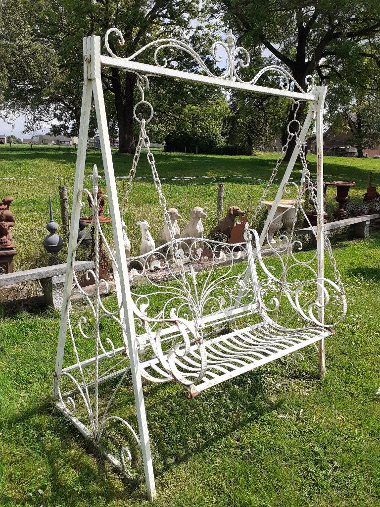 Superbe banc de jardin en fer forgé patiné (balancelle), Enlèvement, Utilisé, Métal