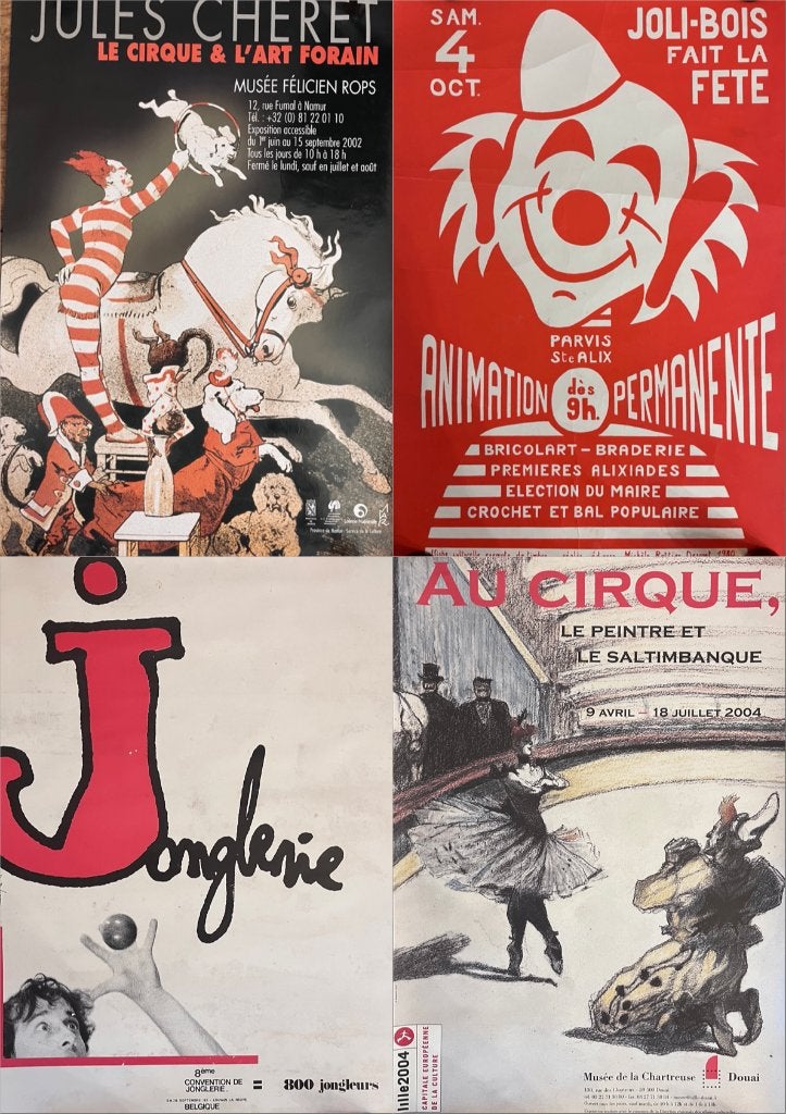 22 affiches Circus, Clowns, Jules Chéret, Lautrec VINTAGE, Verzamelen, Ophalen, Deurposter of groter, Overige onderwerpen, Rechthoekig Staand
