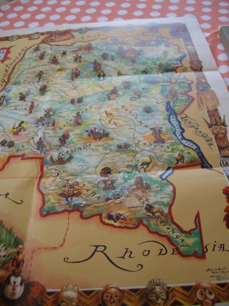 COTE D'OR landkaart BELGISCH CONGO + plakboek FaunaflorCongo, Boeken, Prentenboeken en Plaatjesalbums, Ophalen of Verzenden, Gelezen