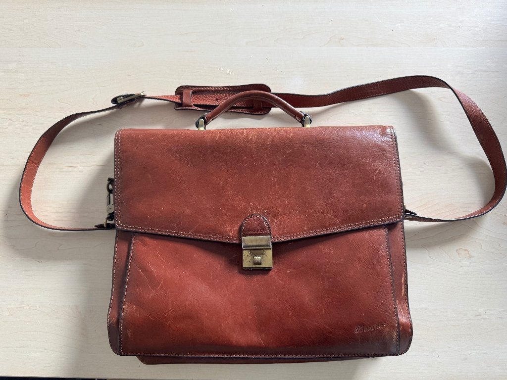 Sacoche de travail en cuir Katana - marron - bandoulière, Autres marques, Cuir, Brun, Enlèvement