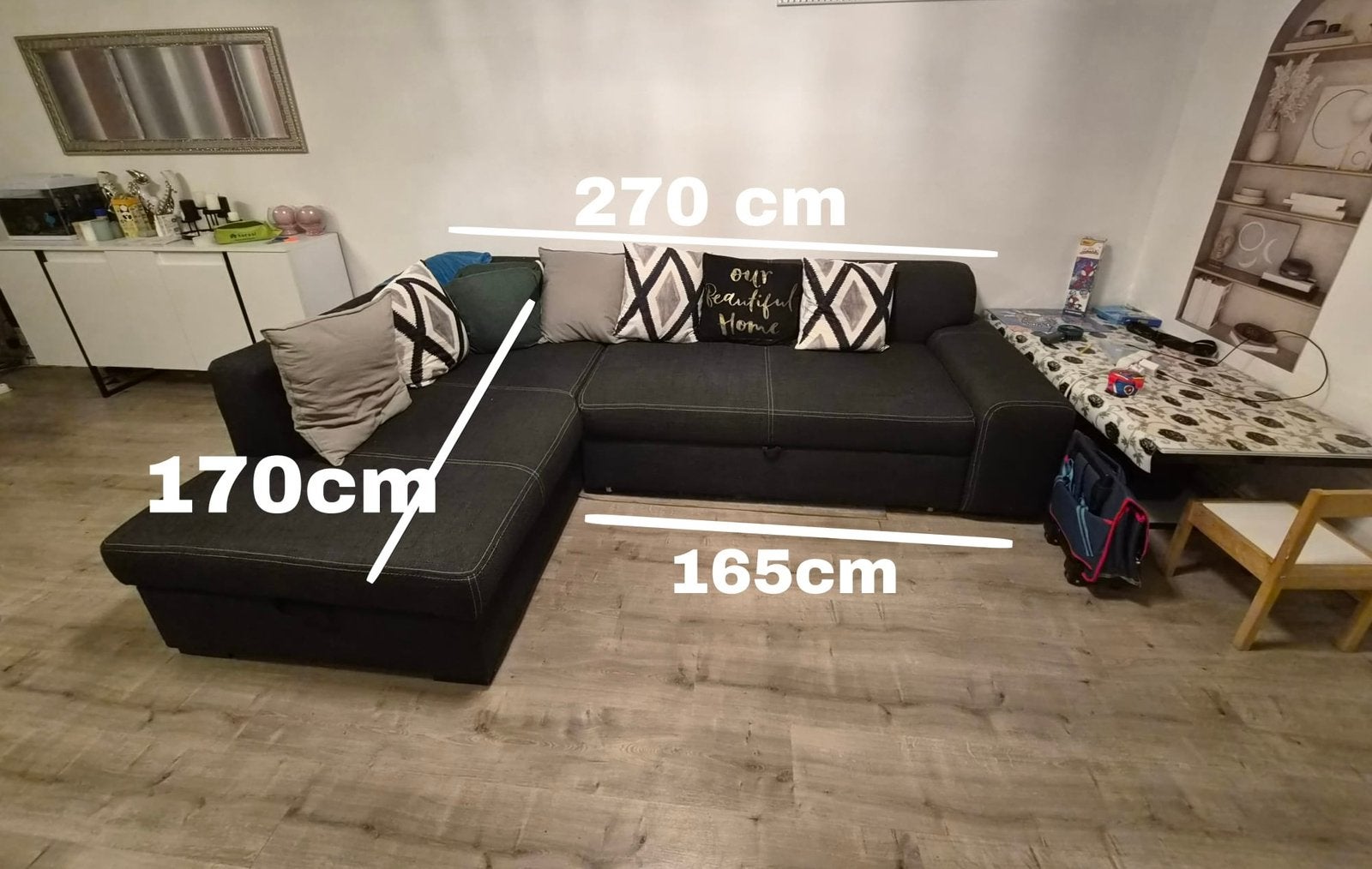 Slaapbank / Sofa met opbergruimte – zwart, Maison & Meubles, Canapés | Coins salons complets, Enlèvement, Comme neuf