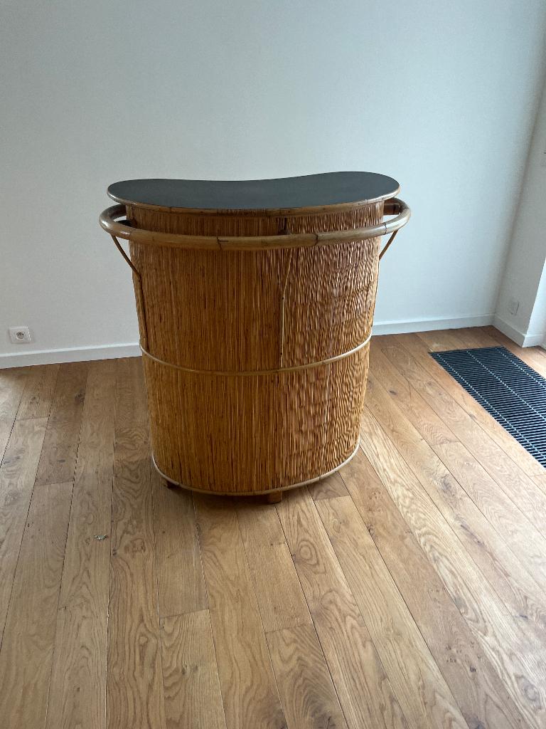 Bar tiki rotin vintage – meuble bar exotique, Enlèvement, Comme neuf