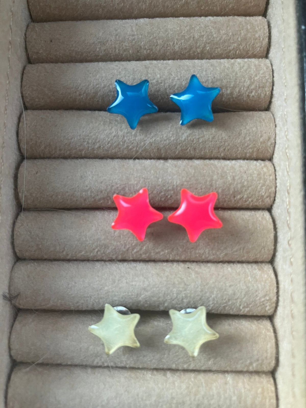 3 paar fluo ster oorbellen, Bijoux, Sacs & Beauté, Boucles d'oreilles, Enlèvement, Comme neuf, Jaune