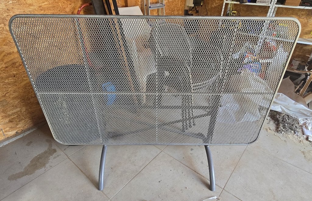 tuintafel met 4 stoelen, Ophalen, Gebruikt, Rechthoekig, Metaal