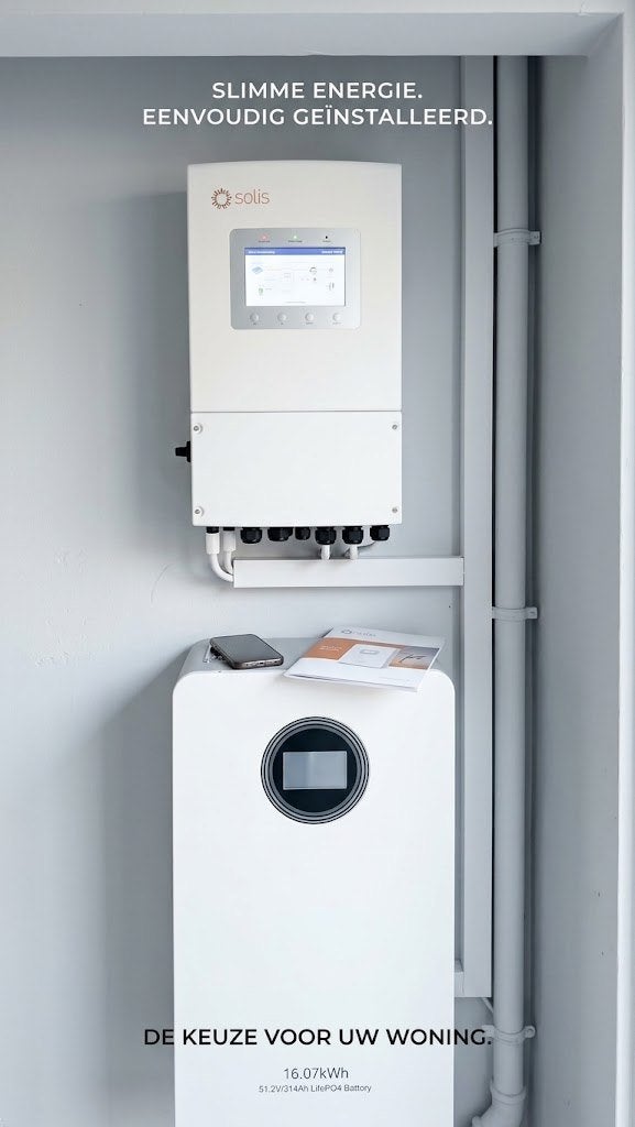 NIEUW! Solis Hybride Omvormer + 16 kWh Thuisbatterij, Doe-het-zelf en Bouw, Ophalen, Nieuw, Compleet systeem