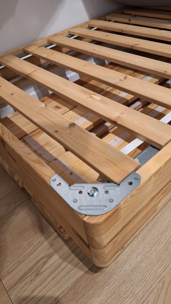 3 lits IKEA 90x200 en pin massif + pieds, 90 cm, Une personne, Enlèvement, Utilisé